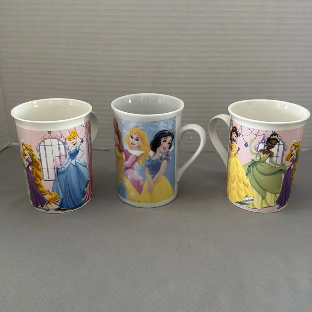 Disney Princess Character Mugs Cups Multicolor Ceramic Fun Collectible  Lot of 3